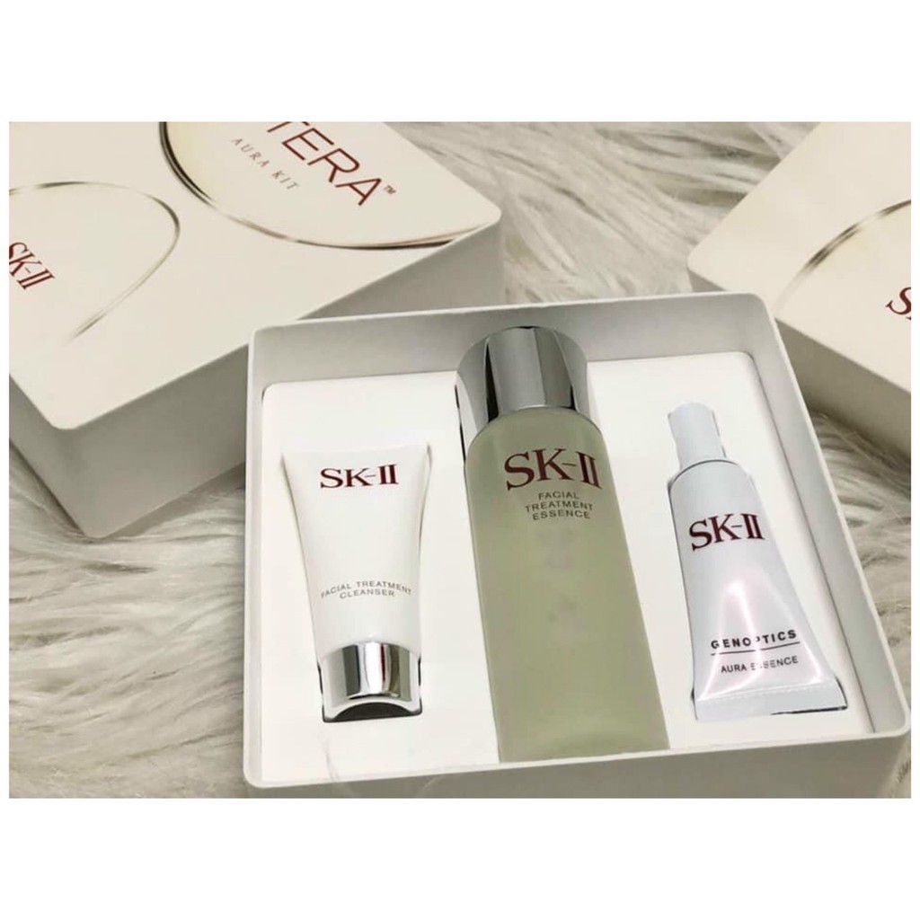 Bộ 3 Món Dưỡng Trắng Da SK II Mini Set PITERA AURA KIT (FTE75ml, SRM20ml, Aura10ml) chính hãng Nhật Bản