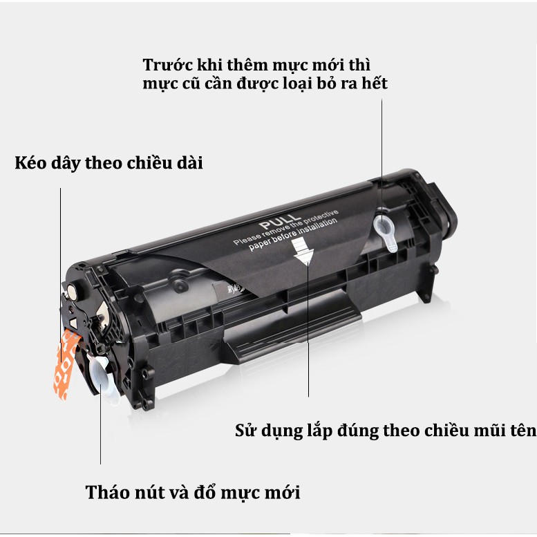 Hộp mực 12a giá rẻ dùng cho máy in HP 1020 ,3050, 3055, 1319,1010 ,1018 Canon 2900( có lỗ )