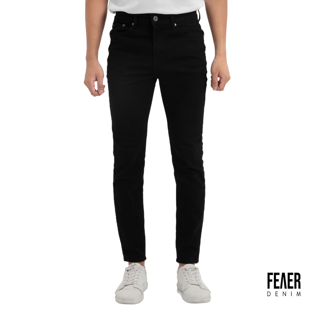 Quần jean nam FEAER DENIM chất co giản thoáng vải bền bỉ BASIC SKINNY FIT BLACK Đẹp
