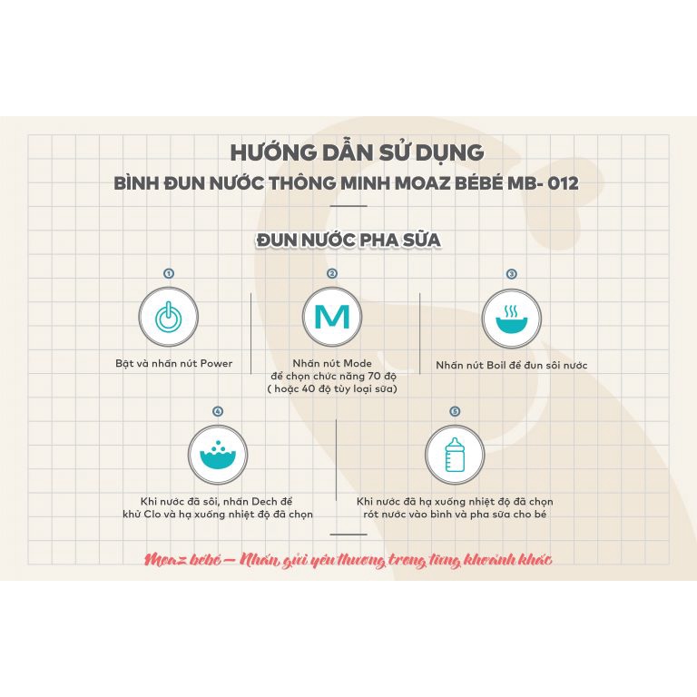 Bình đun nước pha sữa cho em bé MB012, hàng chính hãng, bảo hành 12 tháng, chăm sóc 12 năm