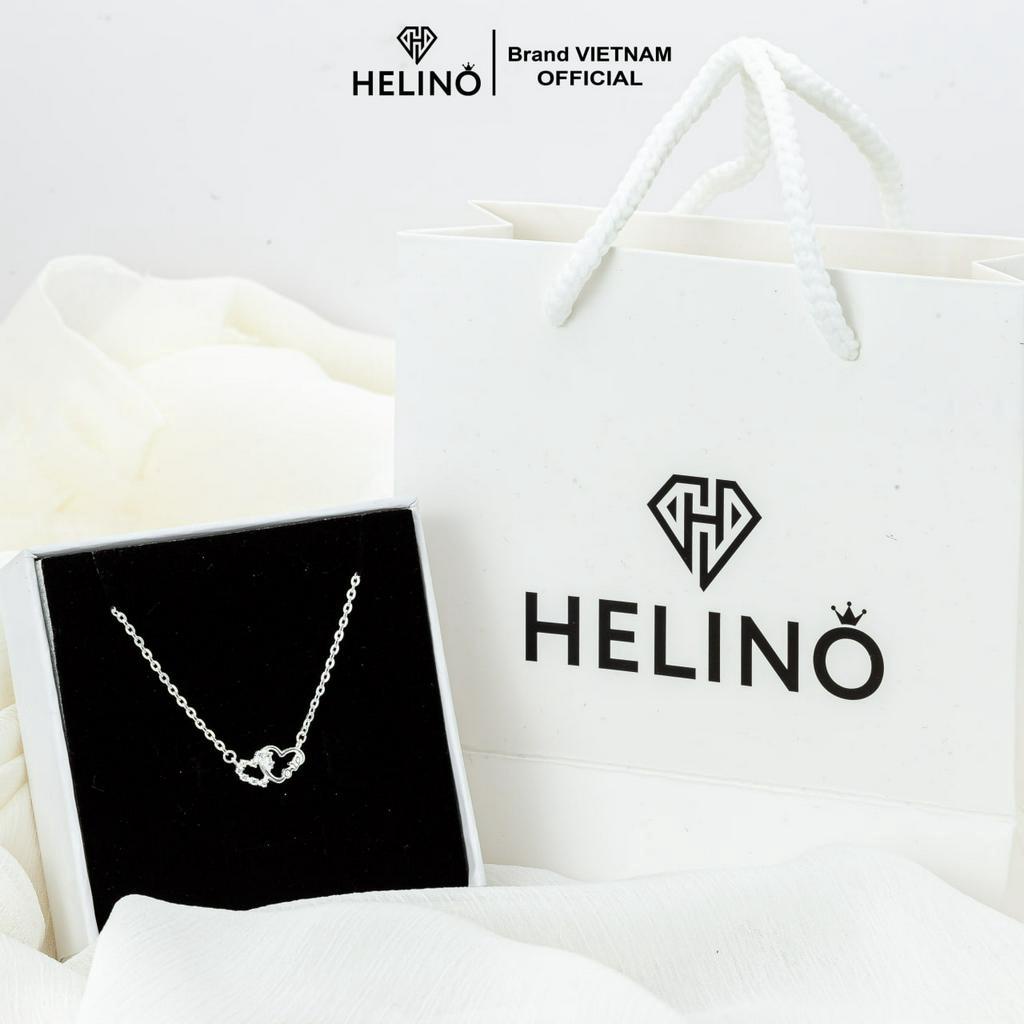 Dây chuyền bạc nữ HELINO trái tim love lồng nhau đính đá C41
