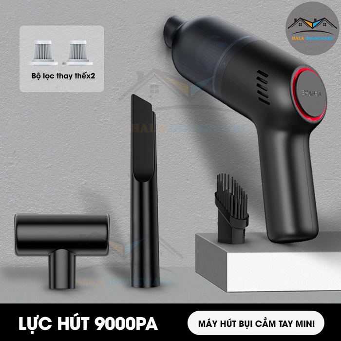 Máy hút bụi cầm tay không dây mini , hút bụi ô tô, sofa, giường, tủ lực hút mạnh 9000PA, hút liên tục 30phút