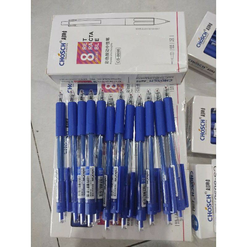 Hộp 12 bút Chosch bấm xanh