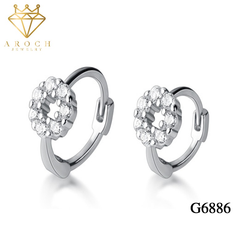 Khuyên tai bạc Ý s925 nấm trắng mùa hè tươi mát G6886 - AROCH Jewelry