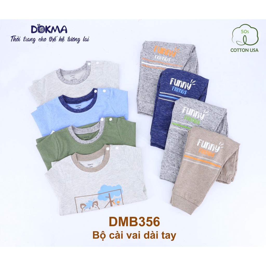 Bộ dài tay bộ thu đông cho bé Dokma dài tay bé trai, bé gái Cotton cao cấp mềm mại mẫu mới 2021