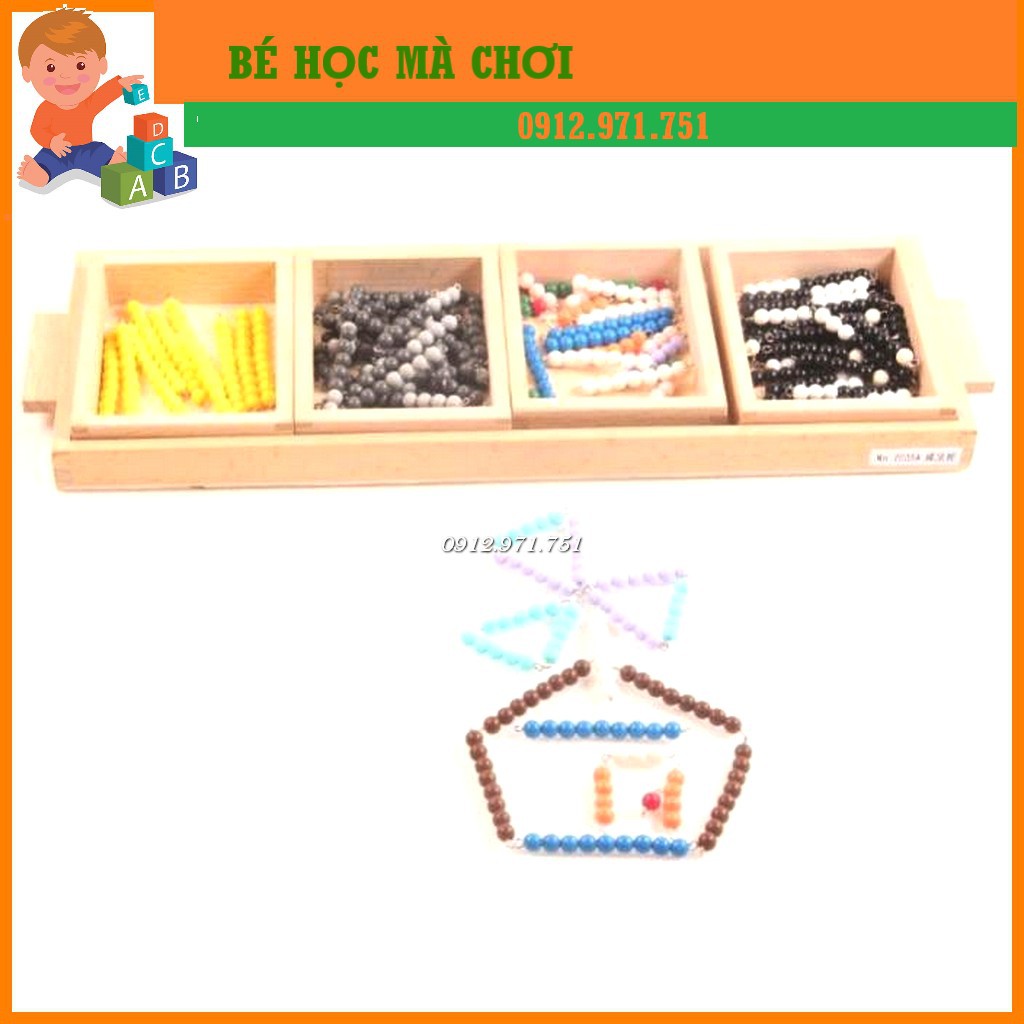 Giáo cụ Montessori - Con rắn trừ bản trường học (Snake game with 4 box)