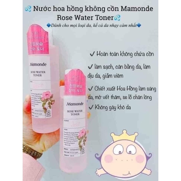 [HÀNG HOT] nước hoa hồng mamonde rose waterdịu nhẹ - dành cho da thường