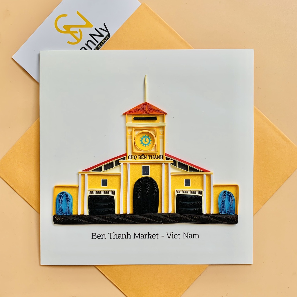 Thiệp Quilling Card giấy xoắn handmade quà tặng lưu niệm Việt Nam 15x15cm