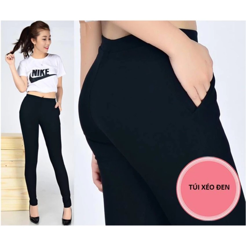 Quần Legging nữ trơn 2 túi xéo (Đen) | WebRaoVat - webraovat.net.vn