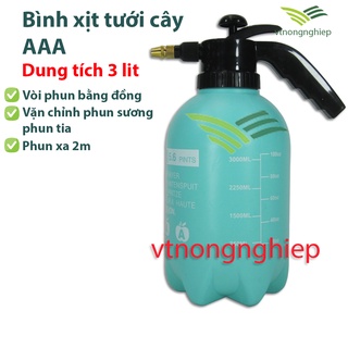Bình xịt tưới cây 3lit, vòi phun bằng đồng, nhựa HDPE cao cấp, màu xanh lam, dung tích 3 lit, phun xa 2m, tưới cây cảnh