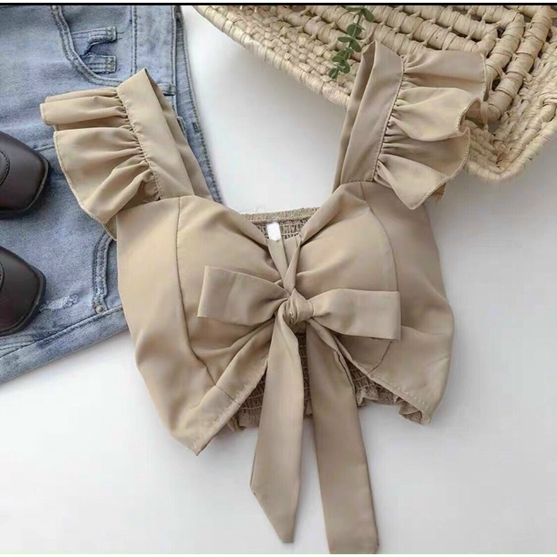 Áo Croptop Cánh Tiên Nhún Ngực