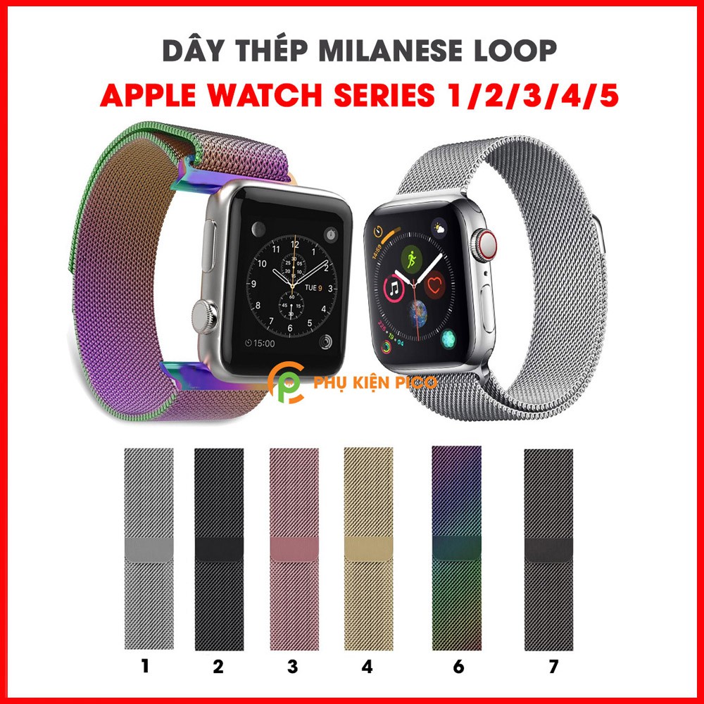 Dây đồng hồ Apple Watch Series 1/2/3/4/5 Milanese Loop 38 40 42 44 mm dây đeo bằng thép không gỉ có khóa nam châm