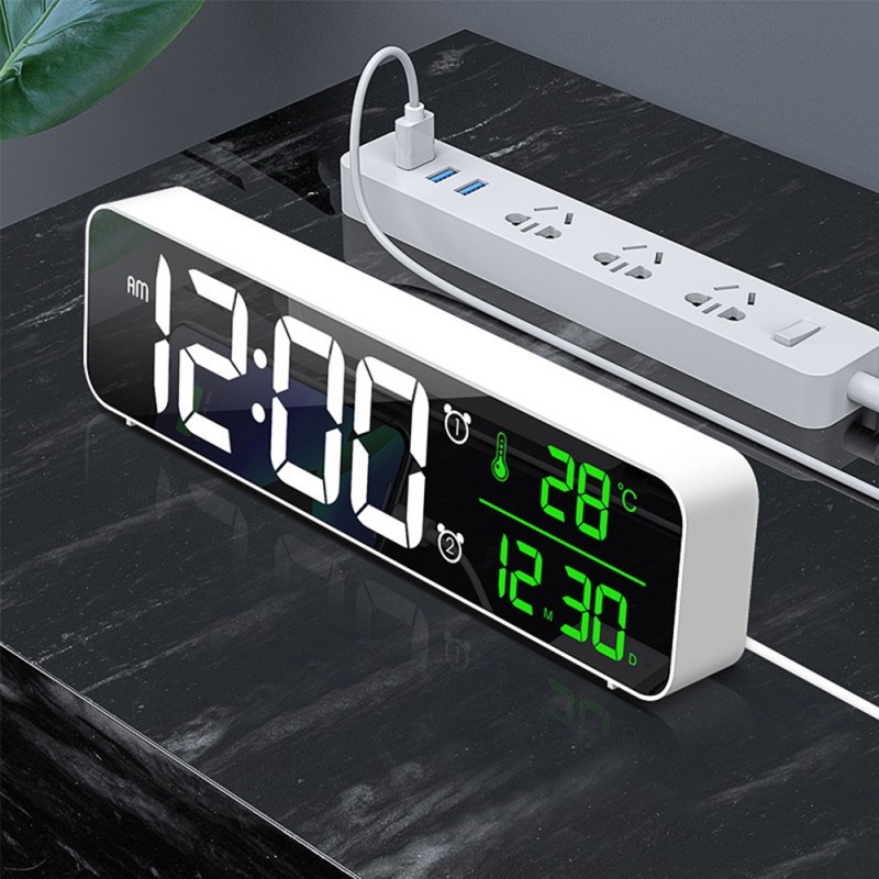 Đồng Hồ Báo Thức Điện Tử Thông Minh Đa Năng Màn Hình LED Lớn Để Bàn Xoay 180 Độ°Đồng Hồ Báo Thức Kỹ Thuật Số Tự Động Để Bàn