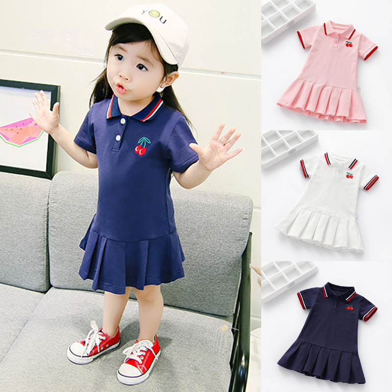 Đầm ngắn tay in hình quả cherry đáng yêu cho bé gái