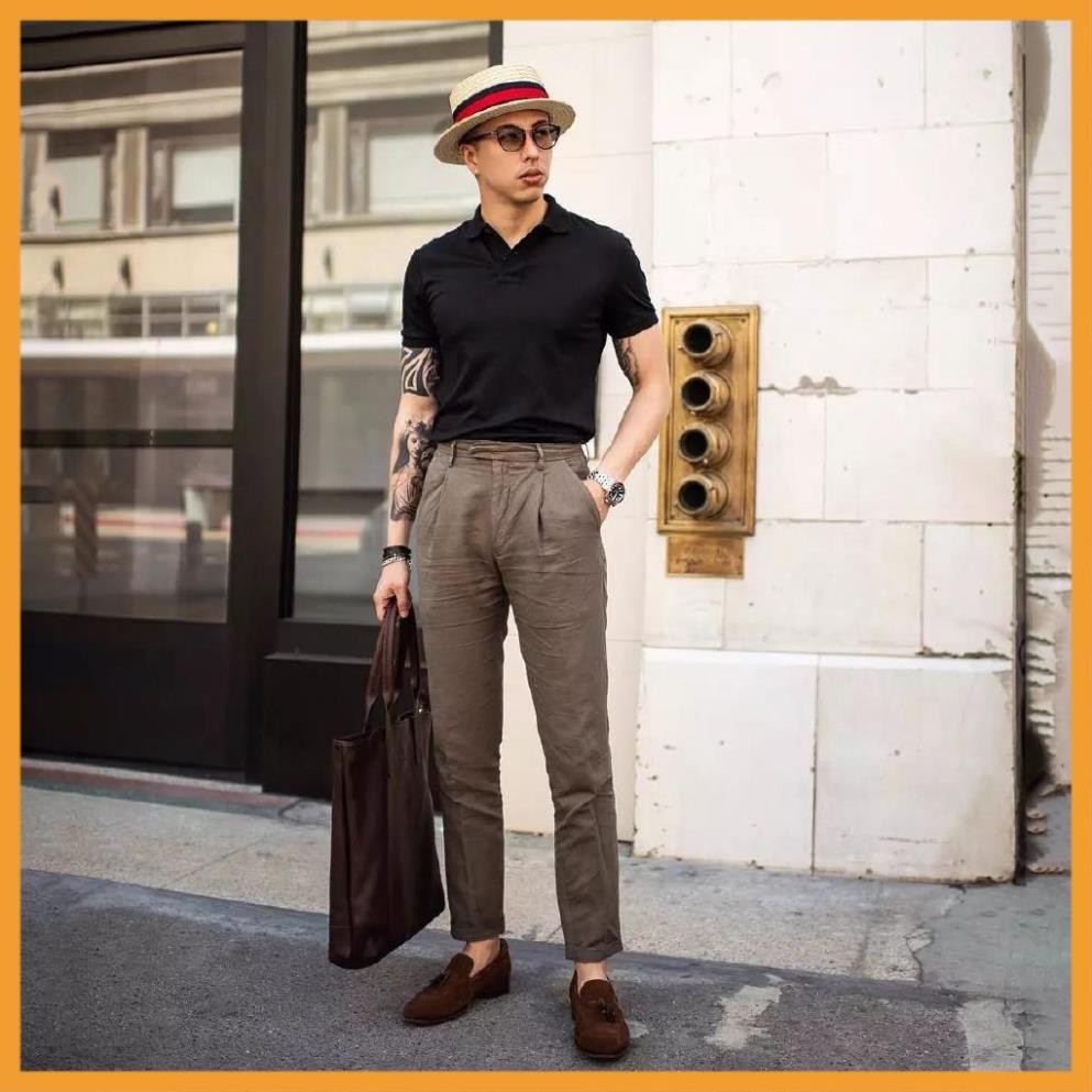 [HÀNG HOT] Áo thun nam, Áo polo nam cổ dệt bo len tay lỡ 12 | BigBuy360 - bigbuy360.vn