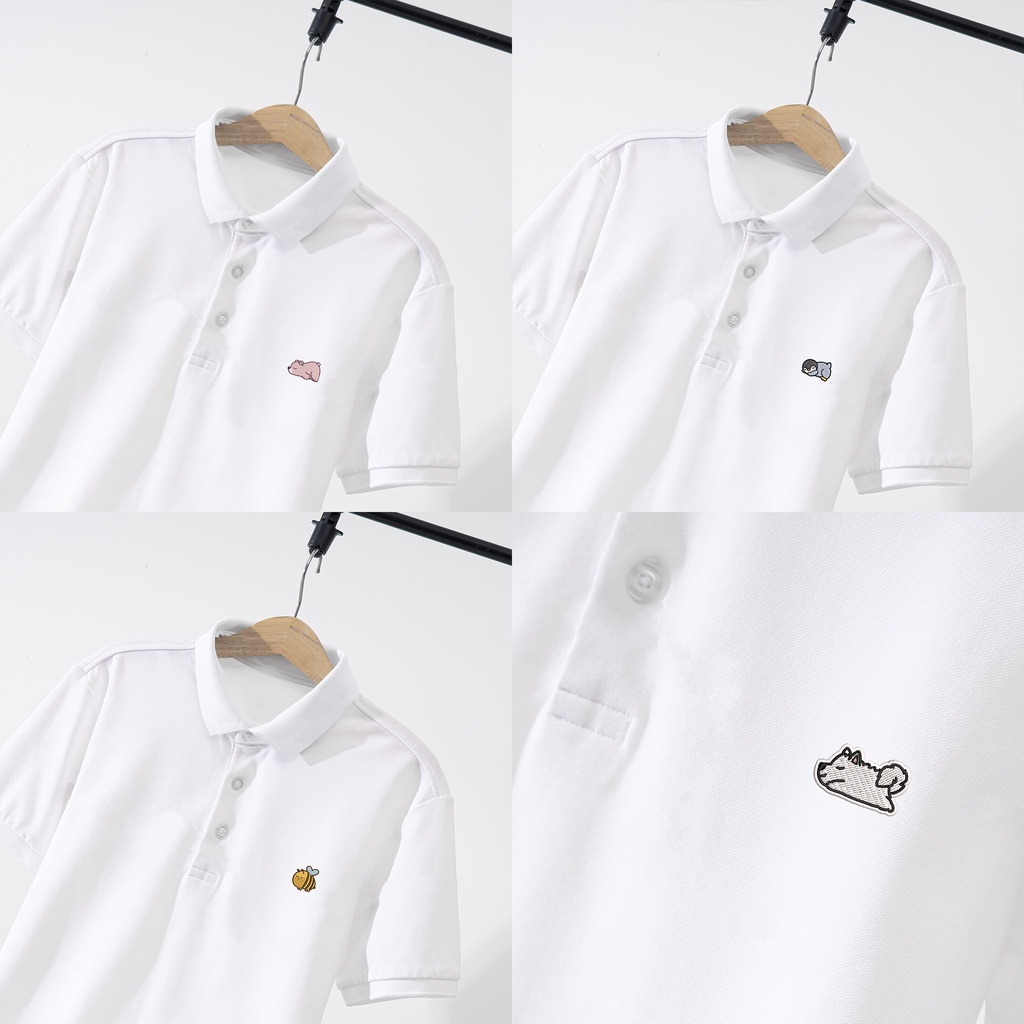 Áo POLO nam nữ THÊU HÌNH basic đẹp vải cá sấu COTTON giữ form bền bỉ, chống nhăn, thời trang nam cao cấp - LILA