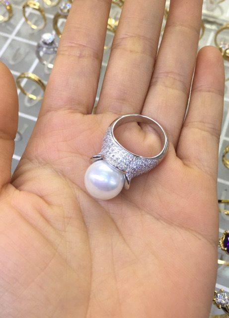 Nhẫn bạc thật mạ vàng trắng đá nhân tạo cực kỳ cao cấp