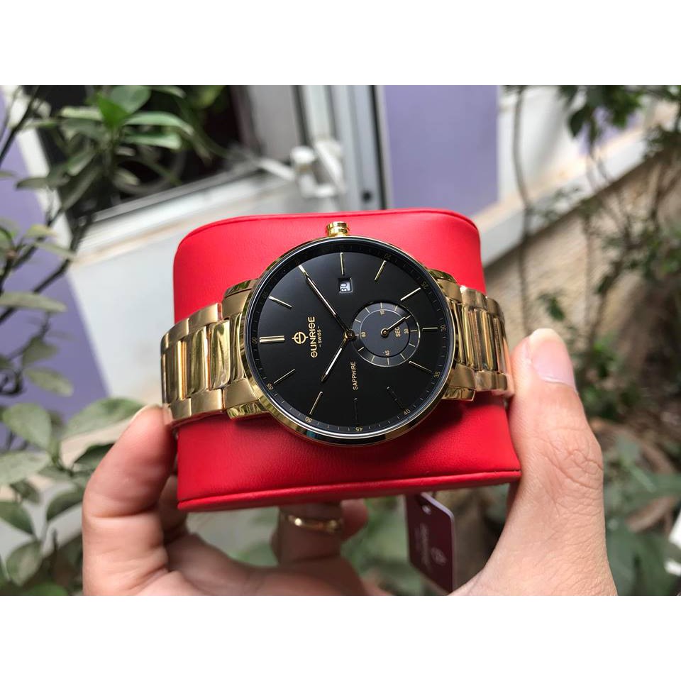 Đồng hồ nam dây kim loại chính hãng Sunrise 1141 1141SA DM1141MK đen