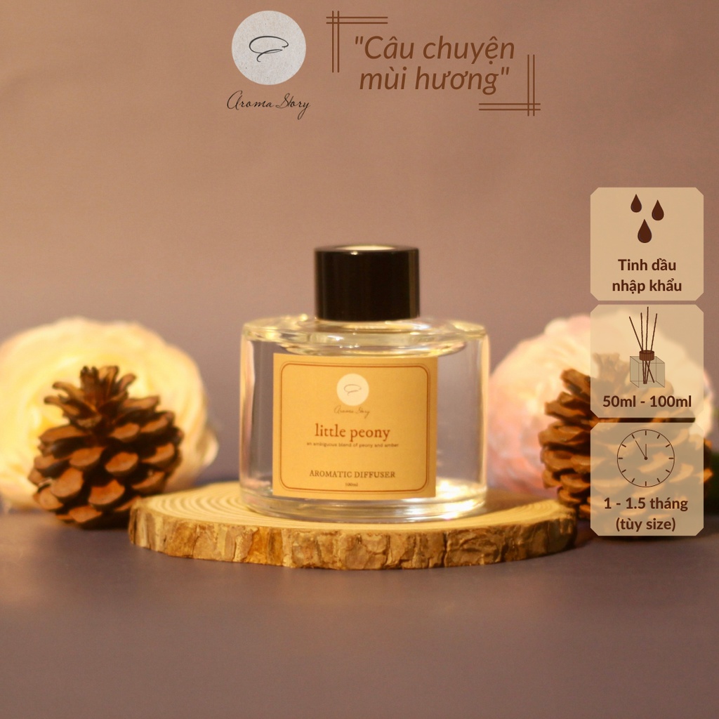 Tinh Dầu Khuếch Tán Aroma Story Hương Hổ Phách Và Hoa Mẫu Đơn Little Peony Size 50ml/100ml