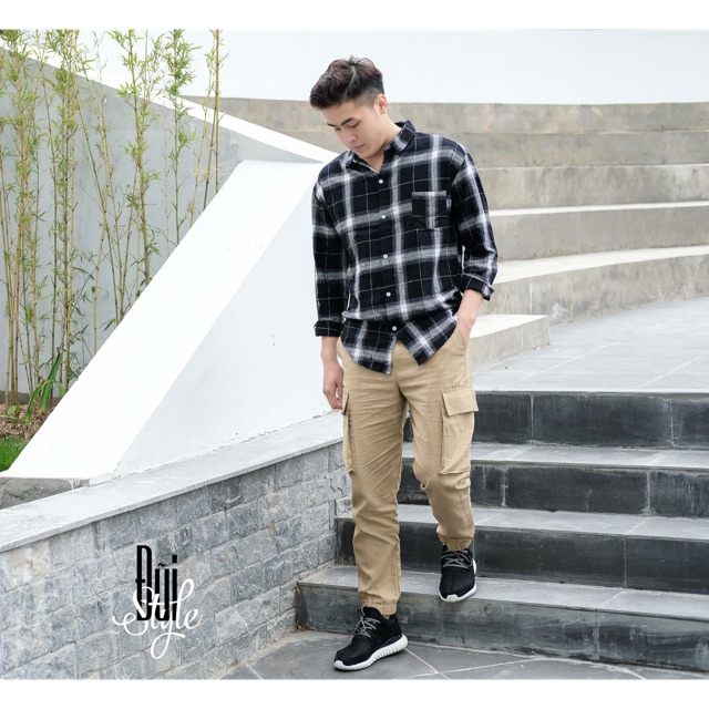 LINEN CARGO PANTS FOR MEN - Màu Be