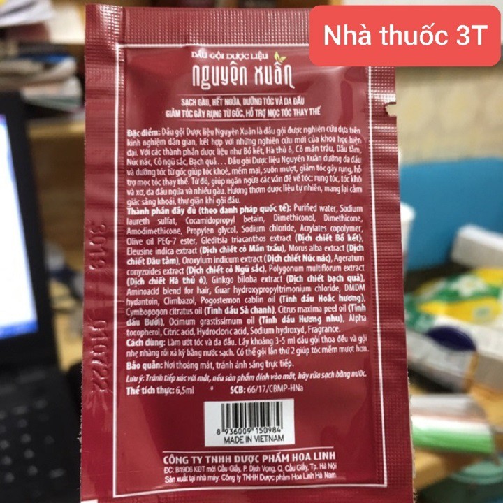 Dầu gội dược liệu Nguyên Xuân- sạch gàu và ngứa da đầu, kích thích mọc tóc- 10 gói.