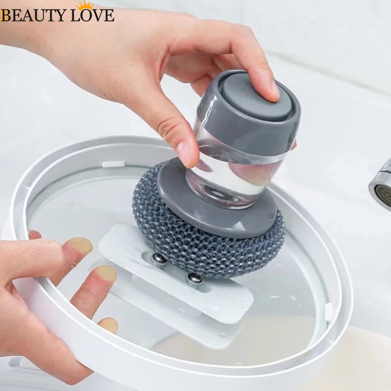 [Mới] Bàn Chải Rửa Chén Có Dây Thép / Bàn Chải Sợi Thép Tay Cầm Ngắn Làm Sạch Nồi / Đồ Dùng Nhà Bếp