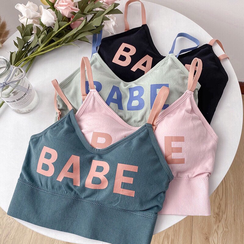 Áo bra BABE gym yoga bra thể thao dáng crotop, áo lót nữ babe 2 dây có đệm ngực