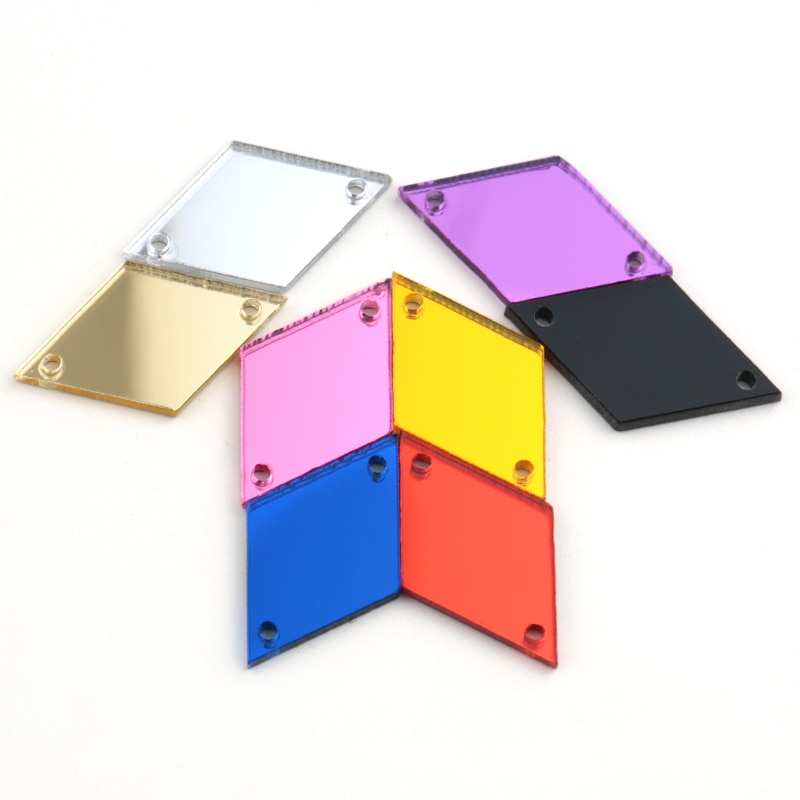 Set 30 Hạt Đá Acrylic Tráng Gương 15 * 25mm 25 * 41mm Dùng Trang Trí Quần Áo