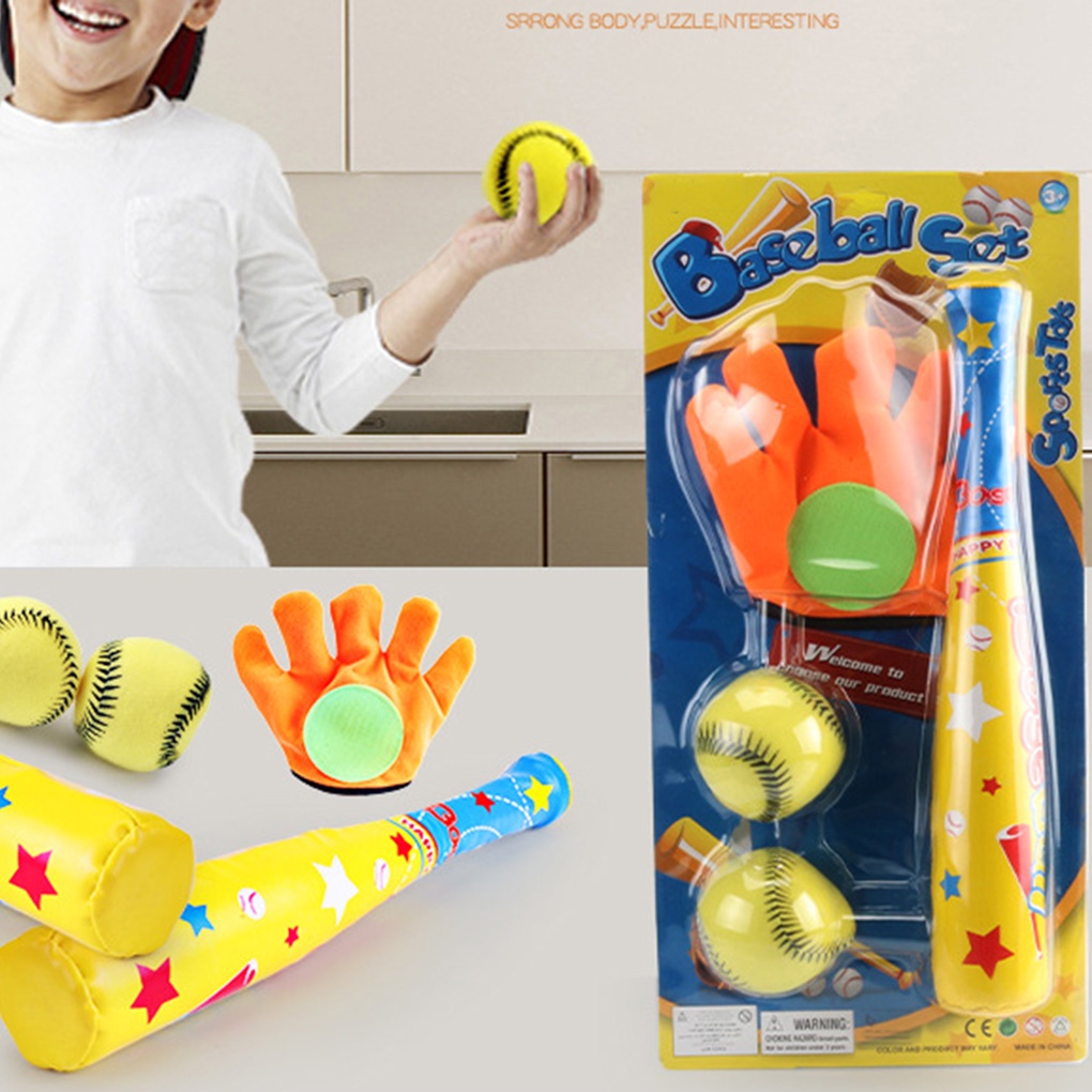 [Mapde] 4pcs/set Baby Baseball Toys Set Soft Baseball Sport Toys Children Bat Gloves Ball Kit Kids School Game Playing