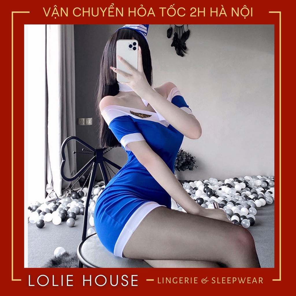 Cosplay tiếp viên hàng không sexy dáng váy đầm ngủ body cosplay cơ trưởng LOLIE HOUSE - CP48 | WebRaoVat - webraovat.net.vn