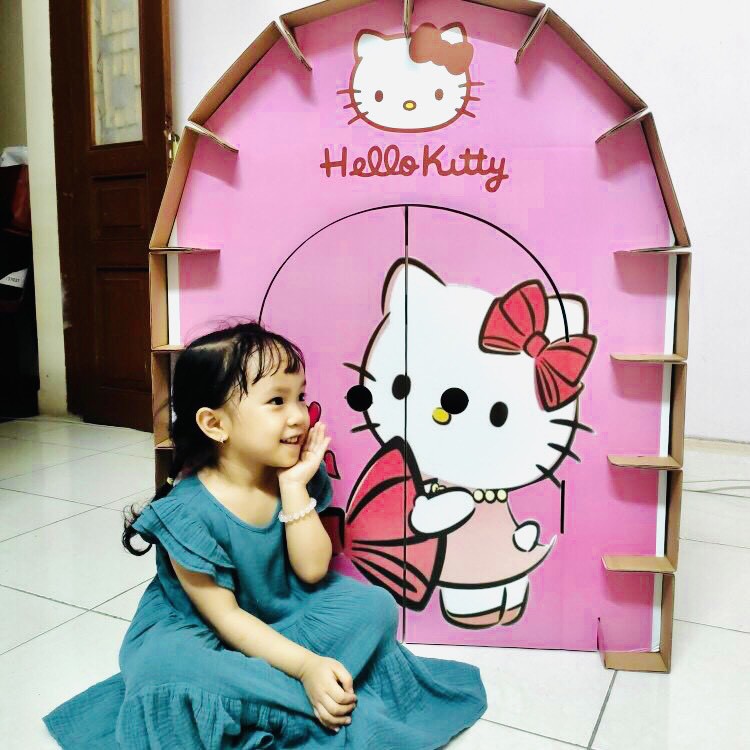 [FREESHIP❤️]– Nhà Bìa Lắp Ghép - Hello Kitty- 5 Lớp Cán Bóng Chịu Lực 20Kg