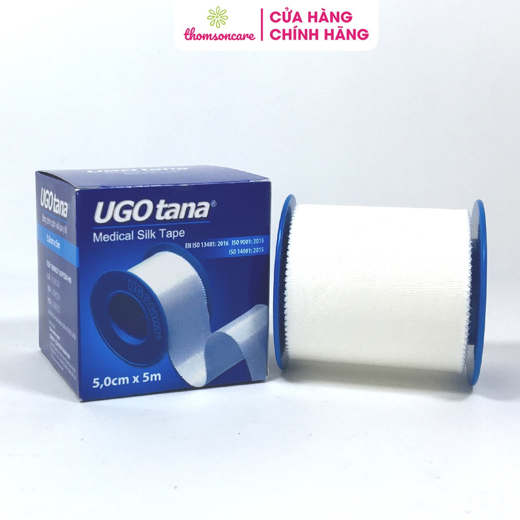 Băng dính vải lụa Ugotana 5cm x 5m - Băng dính cuộn vải lụa y tế độ dính cao