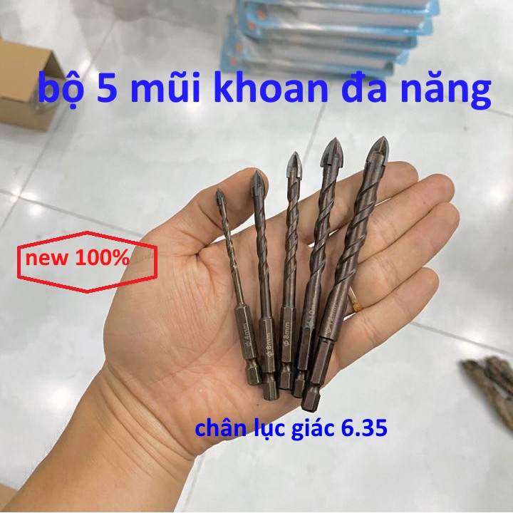 Bộ 5 mũi khoan đa năng bốn cạnh, khoan siêu ngọt