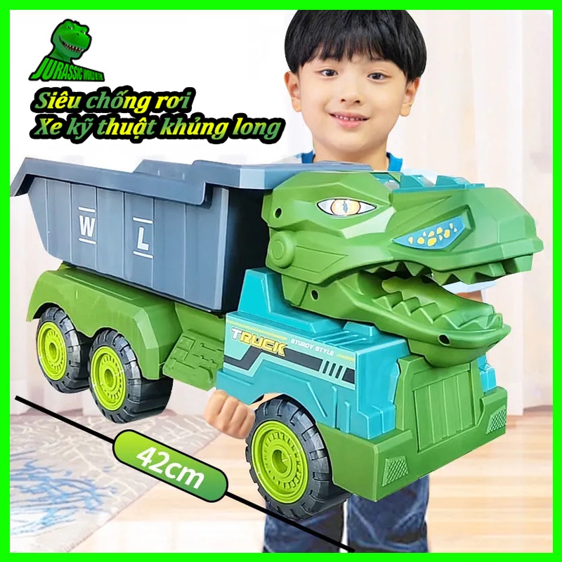 Quá khổ khủng long Xe Tải Đồ chơi phù hợp với quán tính tải máy xúc vận chuyển Tyrannosaurus Rex đồ chơi cho bé trai