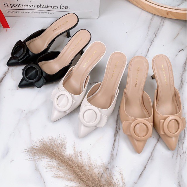 SỤC NỮ AS MŨI NHỌN KHUY TRÒN GÓT NHỌN 7CM THỜI TRANG