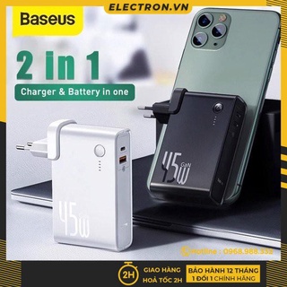Cốc sạc nhanh kiêm pin sạc dự phòng baseus gan power station 45w 2 in 1 pd/qc3.0