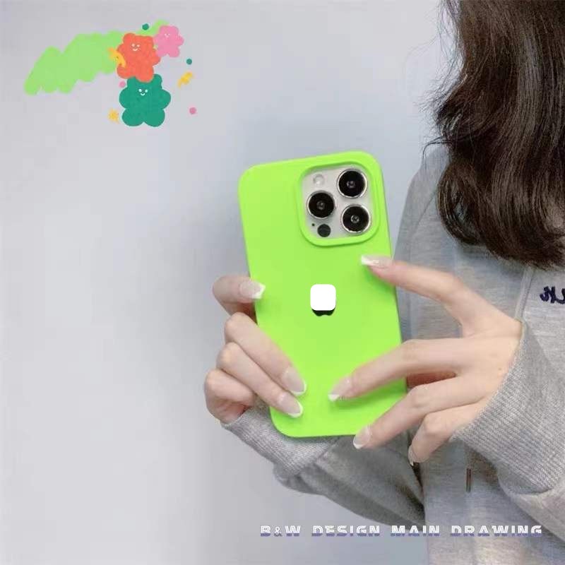 Ốp điện thoại silicon mềm xanh lá dạ quang chống trượt cho compatible for iPhone 13 12 11 promax X XS XR SE2 13/12 mini 6 6S 7 8 plus