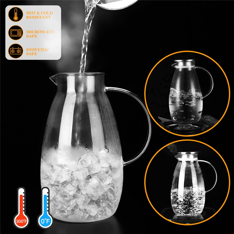 Bình thủy tinh chịu nhiệt ONEISALL 2.6L dung tích lớn có nắp thép không gỉ