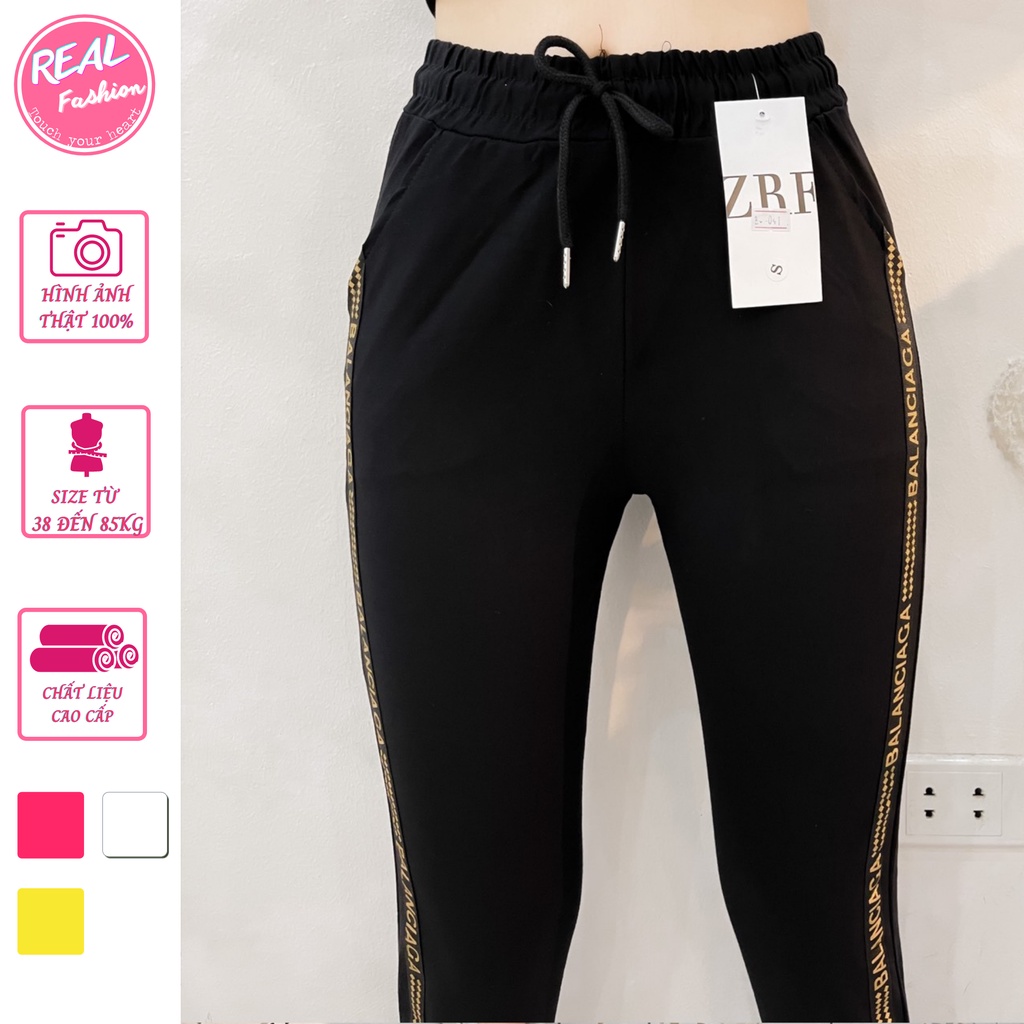 Quần jogger nữ, quần thể thao nữ phối sọc lưng chun co giãn thoải mái,chất liệu dày dặn bigsize đến 85kg- Real Fashion