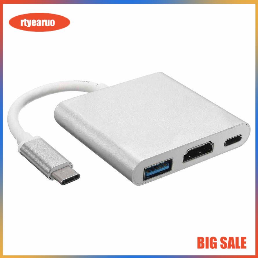 (199K) Bộ Chuyển Đổi Usb 3.1 Type-C Sang 4k Hdmi Usb 3.0 3 Trong 1 Cho Apple Macbook