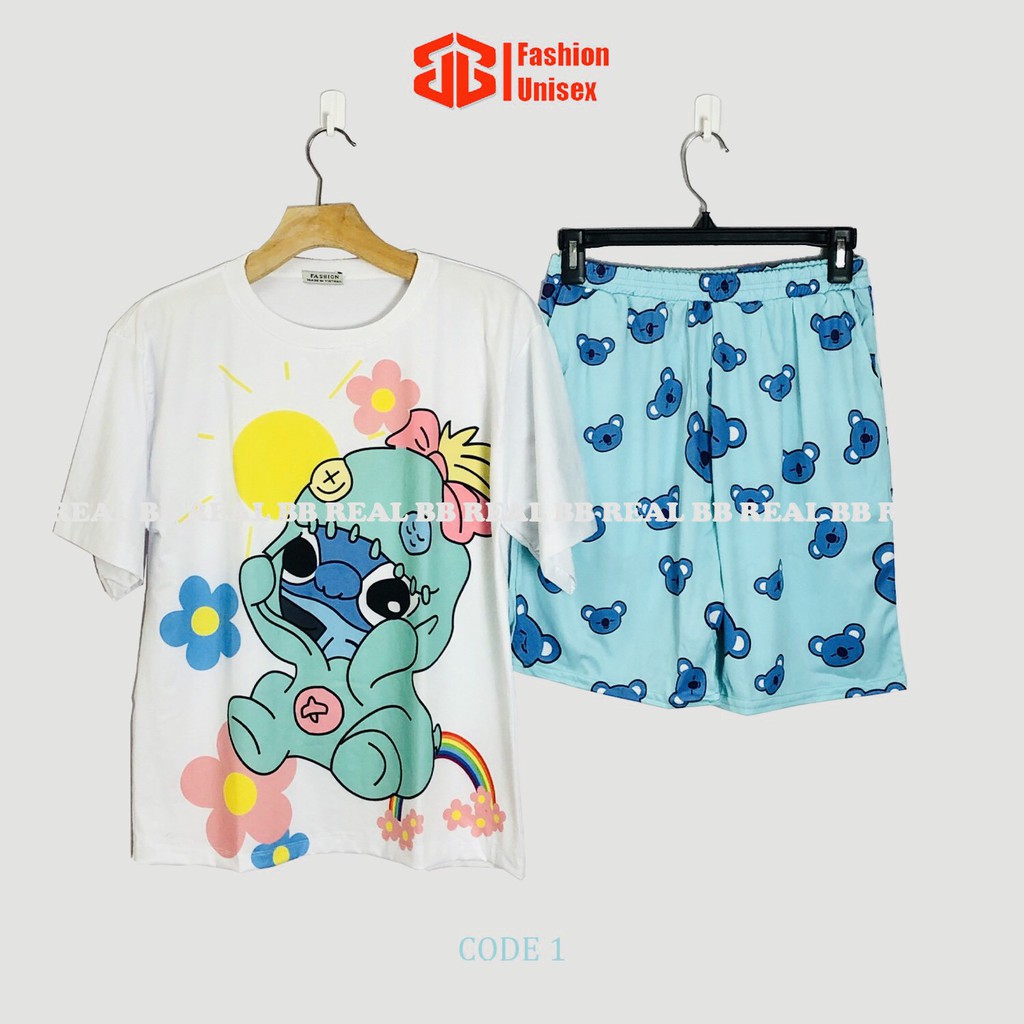 Đồ Bộ Ngủ Quần Thun Lửng Nữ Mặc ở Nhà Cute Dễ Thương [Code 1] From Rộng Unisex, Từ 45-65Kg - BB REAL