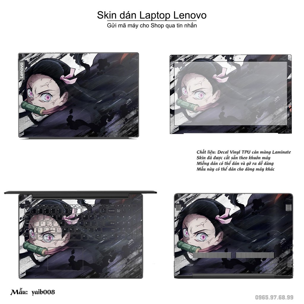 Skin dán Laptop Lenovo in hình Kimetsu No Yaiba (inbox mã máy cho Shop)