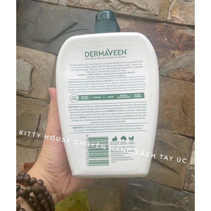 DẦU TẮM DƯỠNG DERMAVEEN EXTRA HYDRATION SHOWER & BATH OIL CHAI 1 LÍT