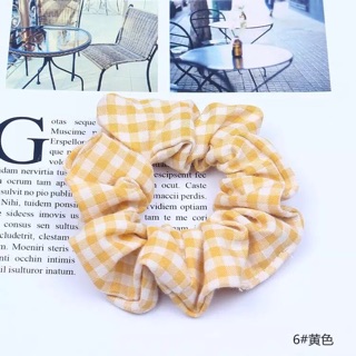 🍄Chun buộc tóc Scrunchie kẻ caro cỡ nhỏ