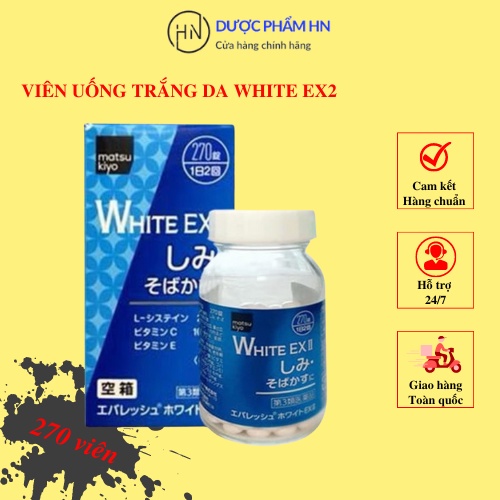 Viên uống trắng da White Ex, bổ xung Vitamin C, mờ thâm nám Nhật Bản, 270v duocphamhn92