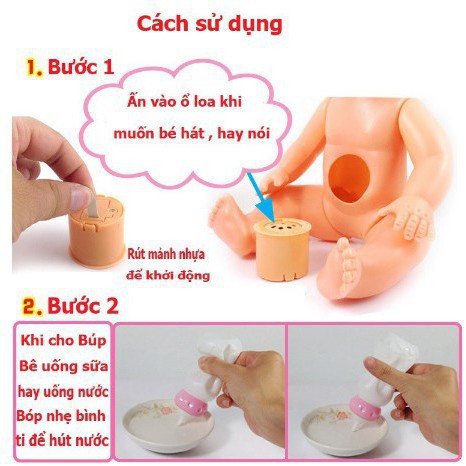 Đồ chơi búp bê bé gái dùng pin khóc cười , uống sữa