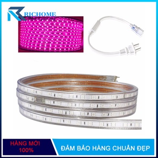 Bộ 10 mét đèn Led dây 5050/220V màu hồng và 1 đầu nối dây nguồn