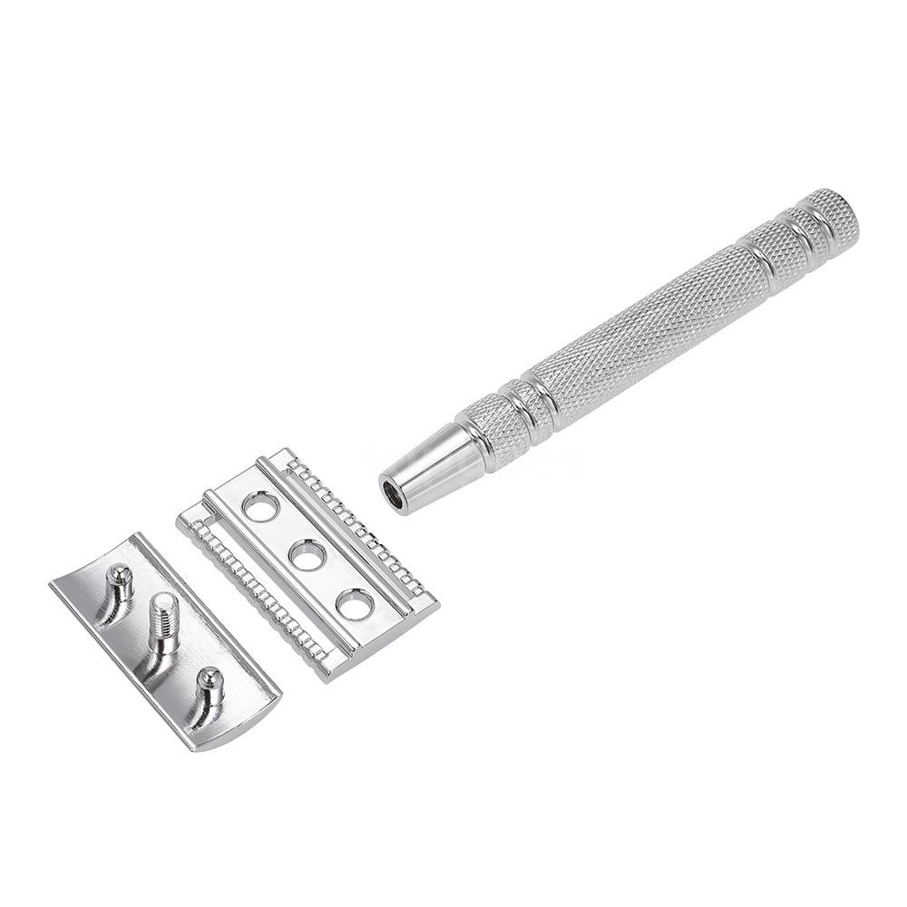 T&G Double Edge Safety Razor Stainless Steel Manual Shaving Razor Traditional Razor With 10pcs Blades PU Storage Bag