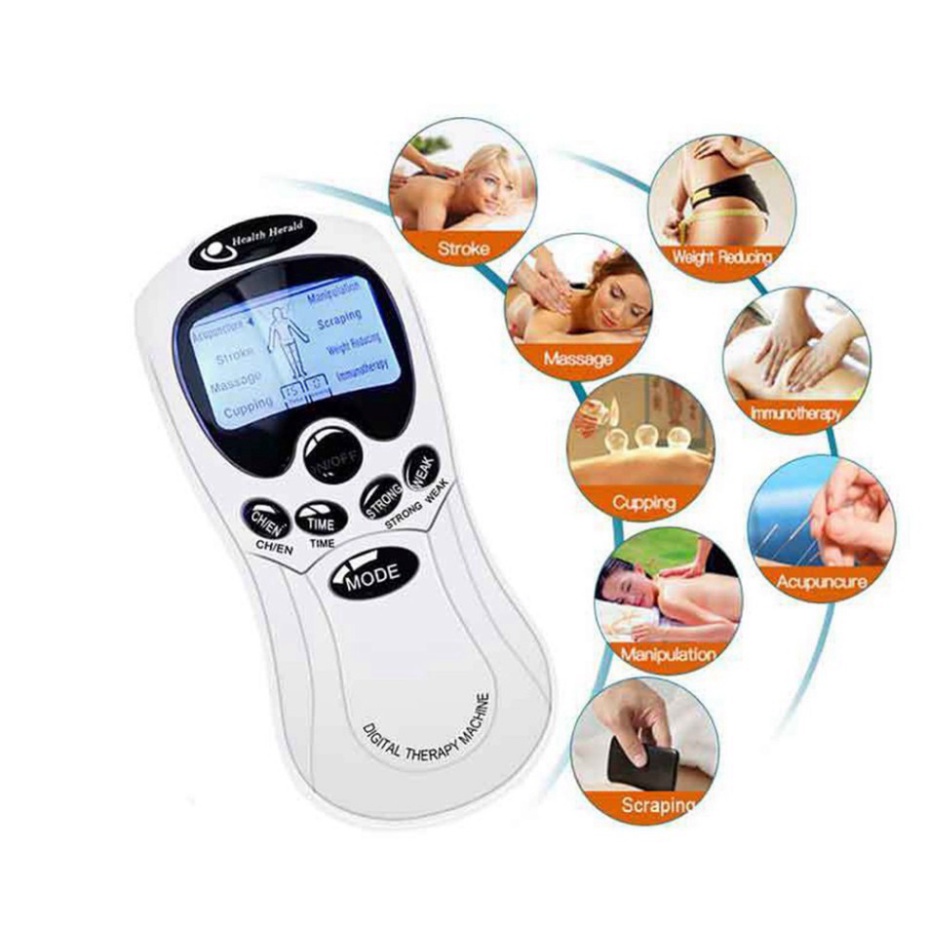 Máy massage xung điện Digital Therapy Machine SYK-208 4 miếng dán vật lý trị liệu mát xa châm cứu bấm huyệt cầm tay