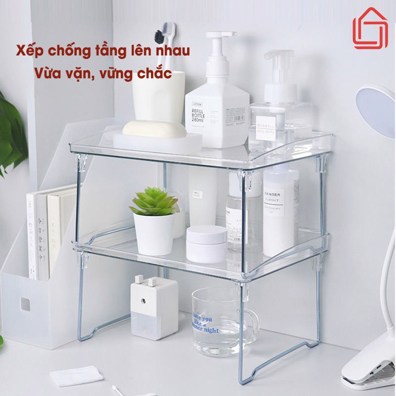 Kệ sách trong suốt đa năng chất liệu nhựa cứng decor góc học tập, làm việc | Kệ để bàn nhỏ xinh có thể gấp gọn